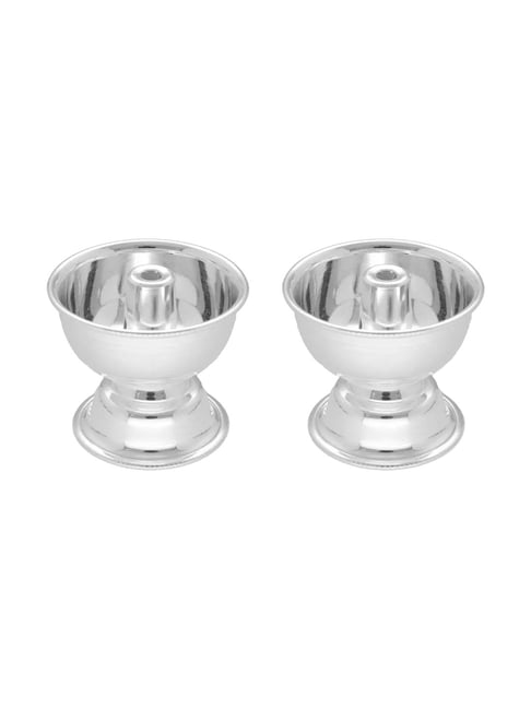 Sri Jagdamba Pearls 800 Silver Small Pair Diyas - 35 gm-picture-21