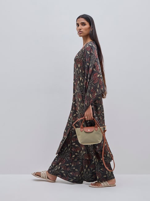 Zuba by Westside Black Botanical Printed Cotton Dupatta