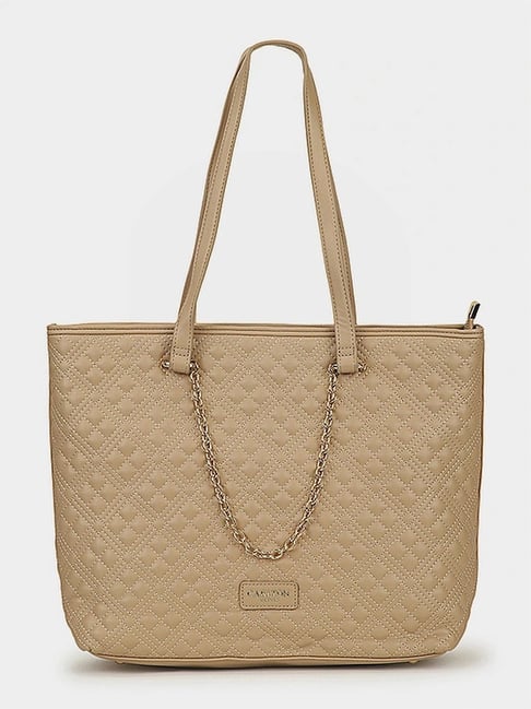 Carlton London Nude Quilted Medium Tote Handbag