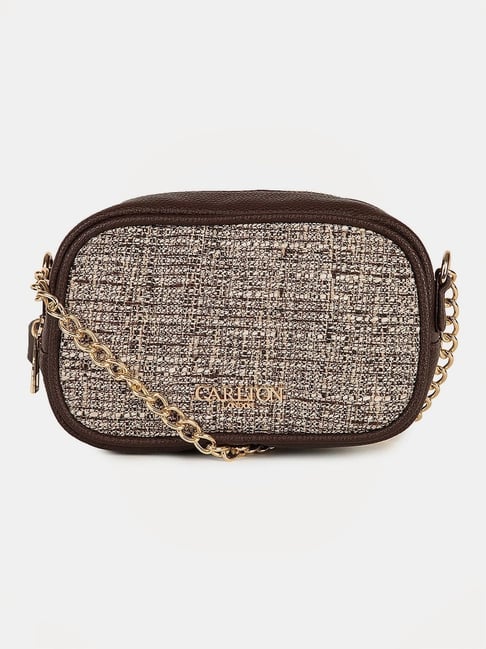 Carlton London Brown Textured Medium Sling Handbag-image-17