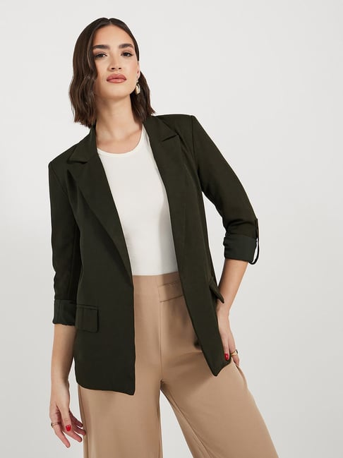 Styli Green Plain Blazer-picture-16
