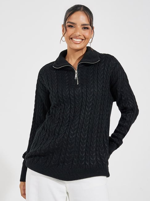 Styli Black Plain Sweater-picture-19