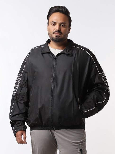 Bewakoof Men's Black Hustler Typography Oversized Plus Size