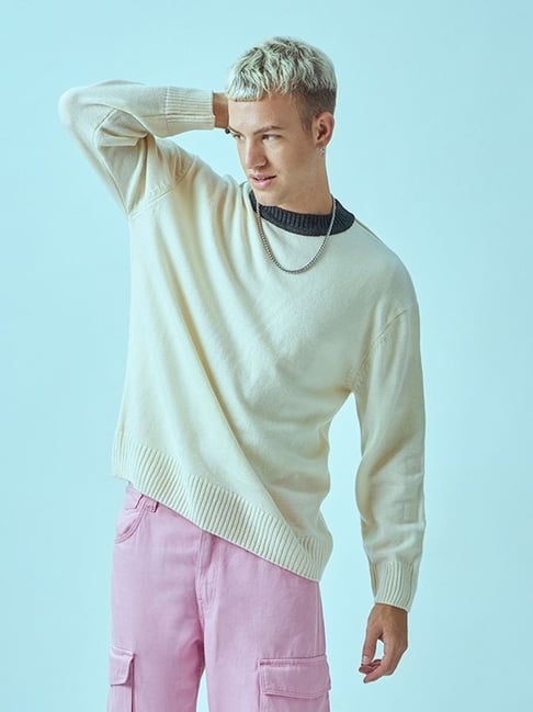 Bewakoof Beige Relaxed Fit Sweater