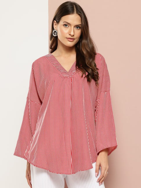 Qurvii Red Striped Top