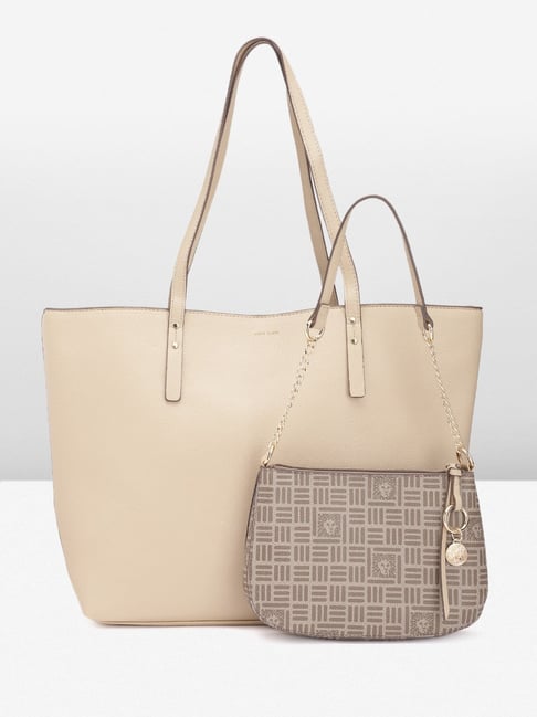 Anne Klein Oat Milk Solid Tote Handbag with Handbag-picture-11