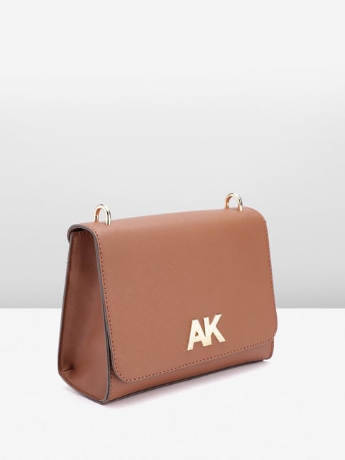 Anne Klein Brown Solid Sling Handbag with Small Bag