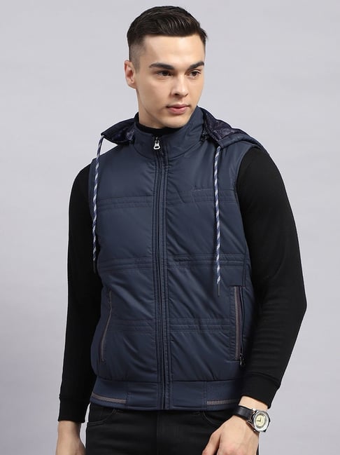 Monte Carlo Navy Blue Regular Fit Quilted Hooded Jacket-picture-45