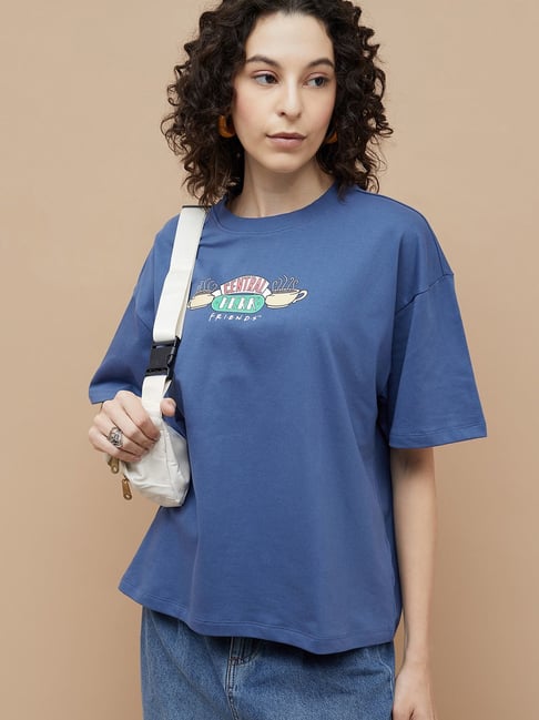 Ginger by Lifestyle Blue Printed T-Shirt