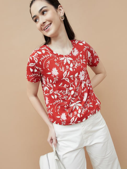 Colour Me by Melange Red Printed T-Shirt