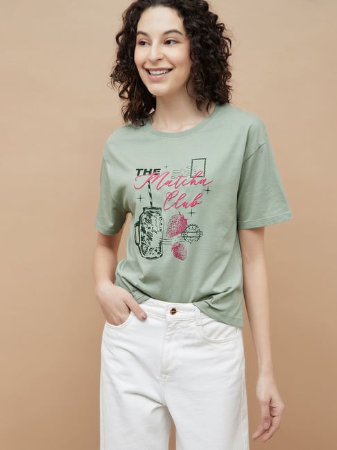 Fame Forever by Lifestyle Green Printed Top