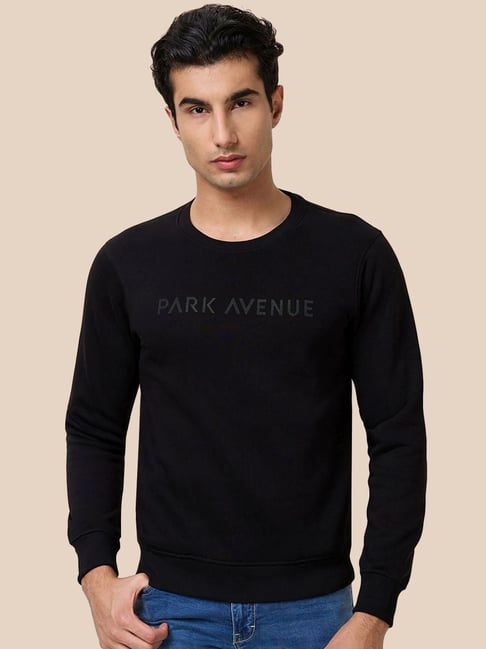 Park Avenue Black Slim Fit Self Pattern Sweatshirts-picture-24