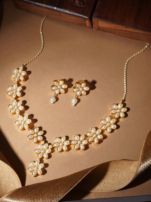 Teejh Kriya Gold Oxidised Pearl Necklace Set