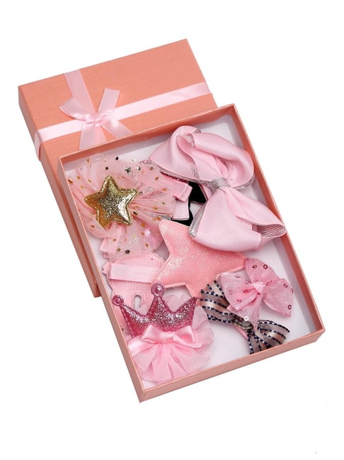 YouBella Pink Hair Clips for Kids - Pack of 10