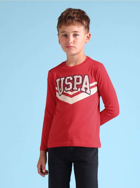 U.S. Polo Assn. Boys Red Cotton Printed Full Sleeves T-shirts-picture-15