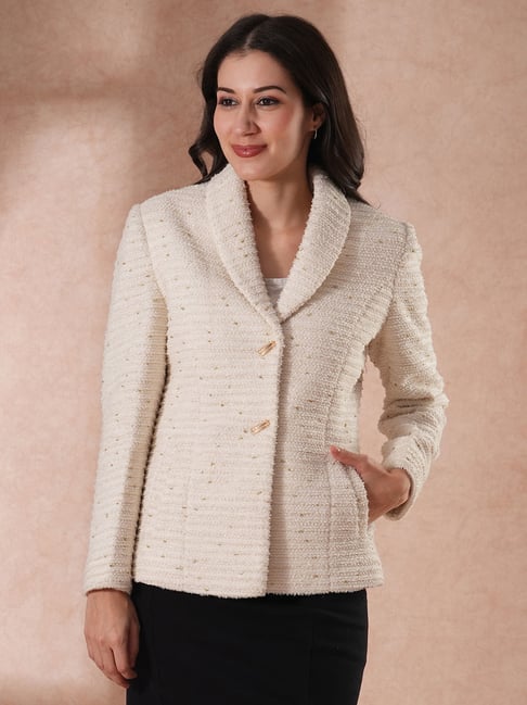 Globus Off White Self Design Overcoat-picture-25