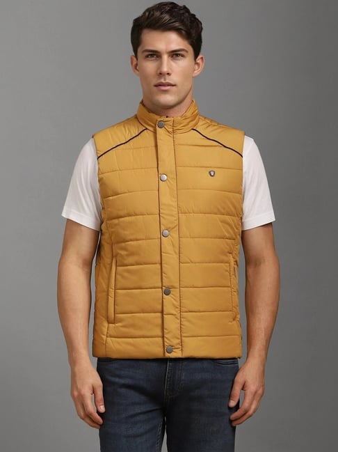 Louis Philippe Yellow Regular Fit Quilted Jacket