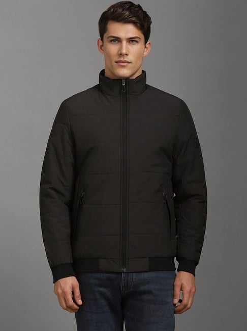 Louis Philippe Black Regular Fit Quilted Jacket-picture-17