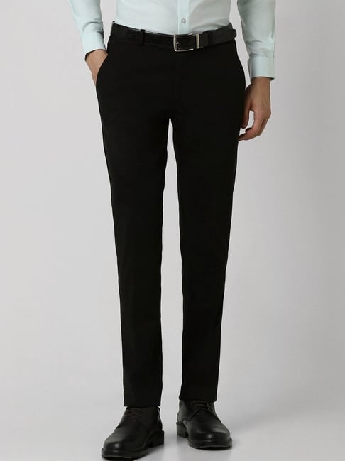 Peter England Black Slim Fit Trousers-picture-27