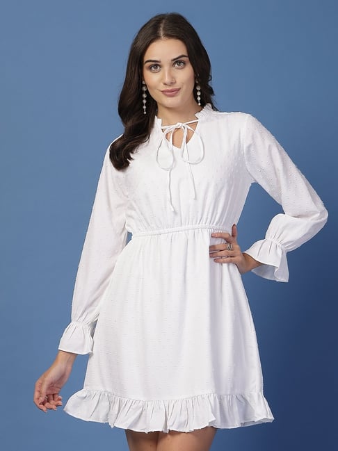 Style Quotient White Self Dresses-picture-32