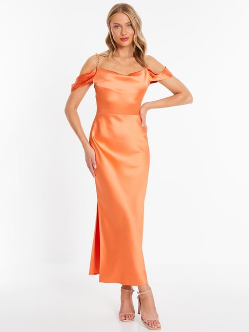 Quiz Orange Solid Bodycon Dress Quiz Orange Solid Bodycon Dress