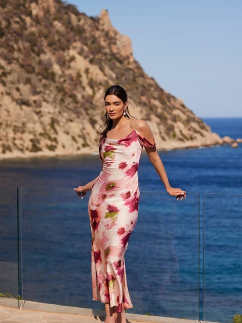 Quiz Pink Tie Dye Fit Flare Dress