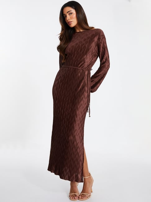 Quiz Brown Self Bodycon Dress