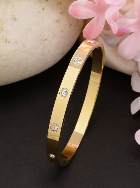 Buy NVR Gold Plated CZ Stone Studded Kada Bracelet for Women