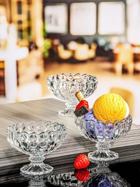 Roxx Transparent Glass Dessert Bowl Set of