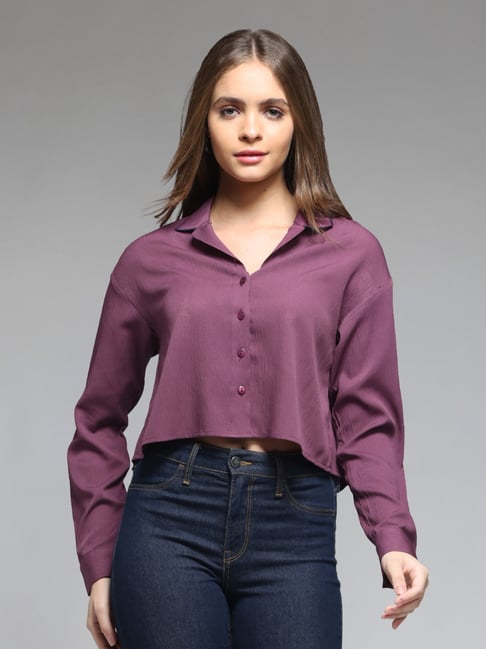 SHAYE Purple Solid Casual Shirt-picture-11