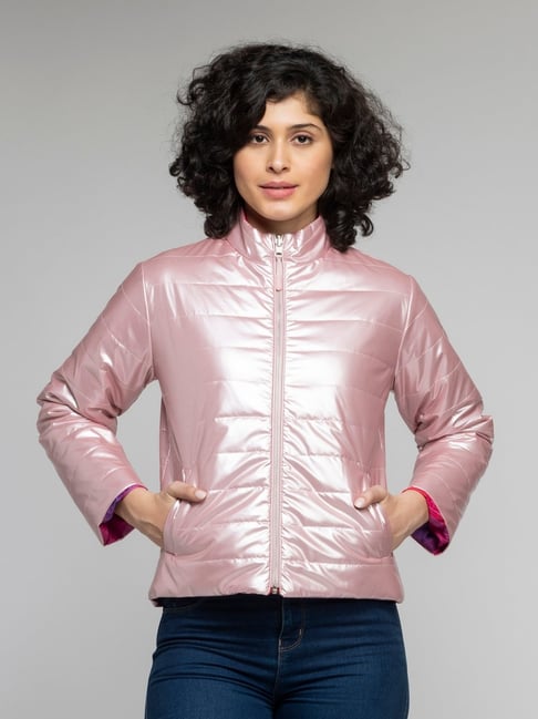 SHAYE Pink Solid Reversible Puffer Jacket-picture-10