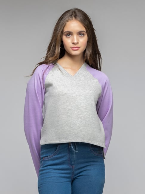 SHAYE Purple Color-Block Sweatshirt-picture-22