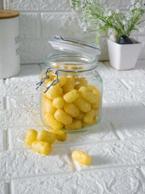 Femora Transparent Glass Round Jars With Airtight Steel Lid (900ml) - Set of 6-picture-41