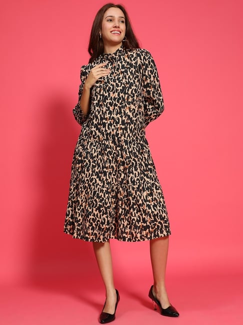 Oxolloxo Brown Print Midi Dress-picture-11