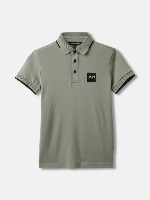 Antony Morato Boys Grey Cotton Solid T-shirt