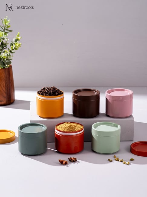 Nestroots Vibrant Stainless Steel Kitchen Storage Jar With Lid 300ml - Set of 6-picture-11