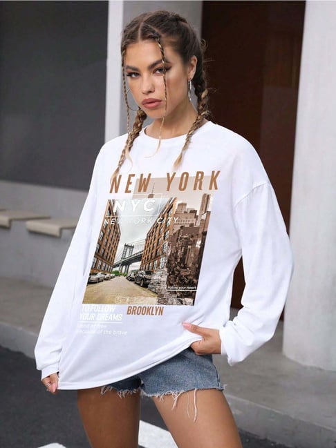 Chkokko White Printed T-Shirt