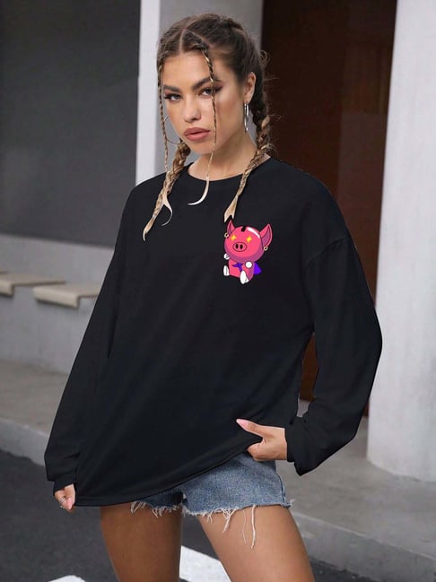 Chkokko Black Printed T-Shirt