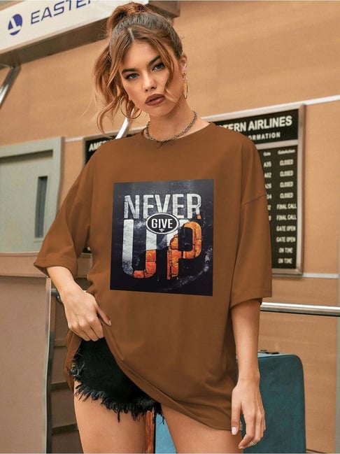 Chkokko Brown Printed T-Shirt