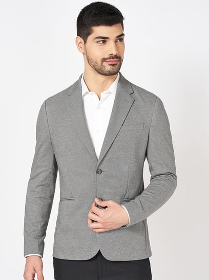 Buy Byford By Pantaloons Navy Slim Fit Texture Blazer for Mens