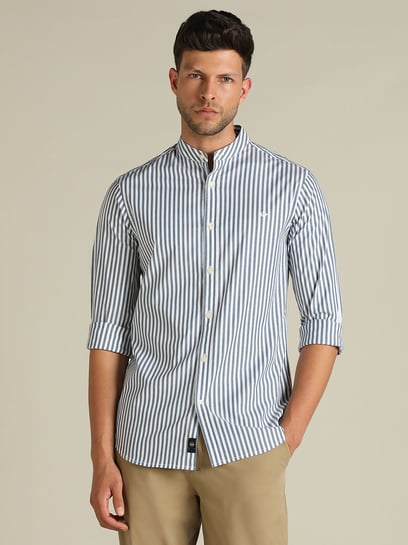 treat ürself Pâtissier Docking shirt Buy Dockers Blue Straight Fit Striped Shirt for Mens Online @ Tata