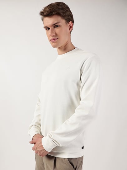 Thomas Scott White Regular fit Solid Sweatshirts and hoodies