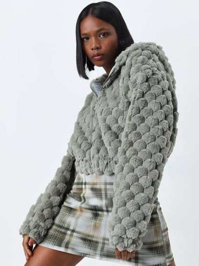 Nuon by Westside Sage Popcorn Textured Faux-Fur Jacket