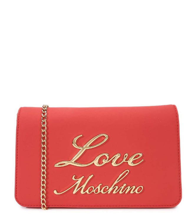 Love Moschino Women Red Lovely Love Chain Cross Body Bag