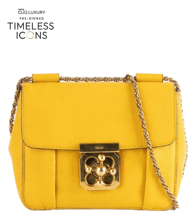 CHLOE Mustard Small Leather Elsie Shoulder Bag