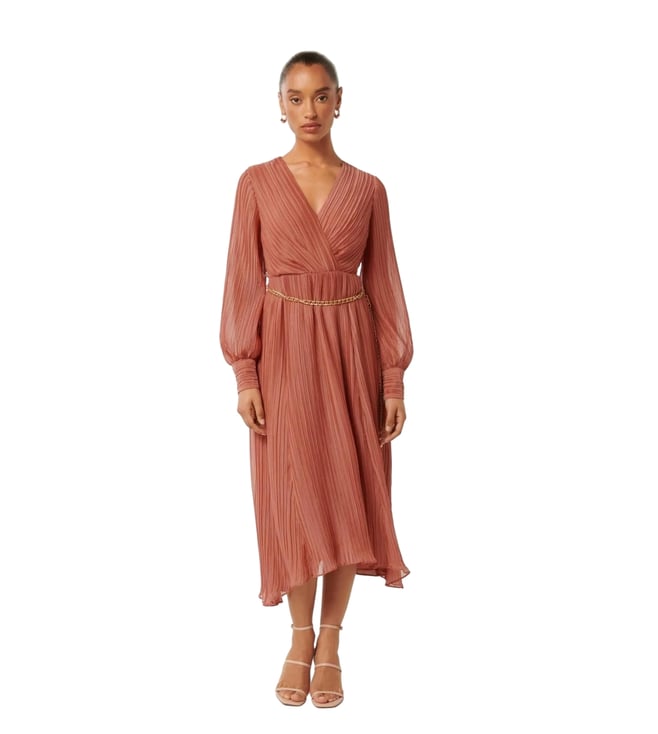 strapless open back dress Eva Pleated Tailored Knee-Length Midi Dress in Coral  Celebrity Designz