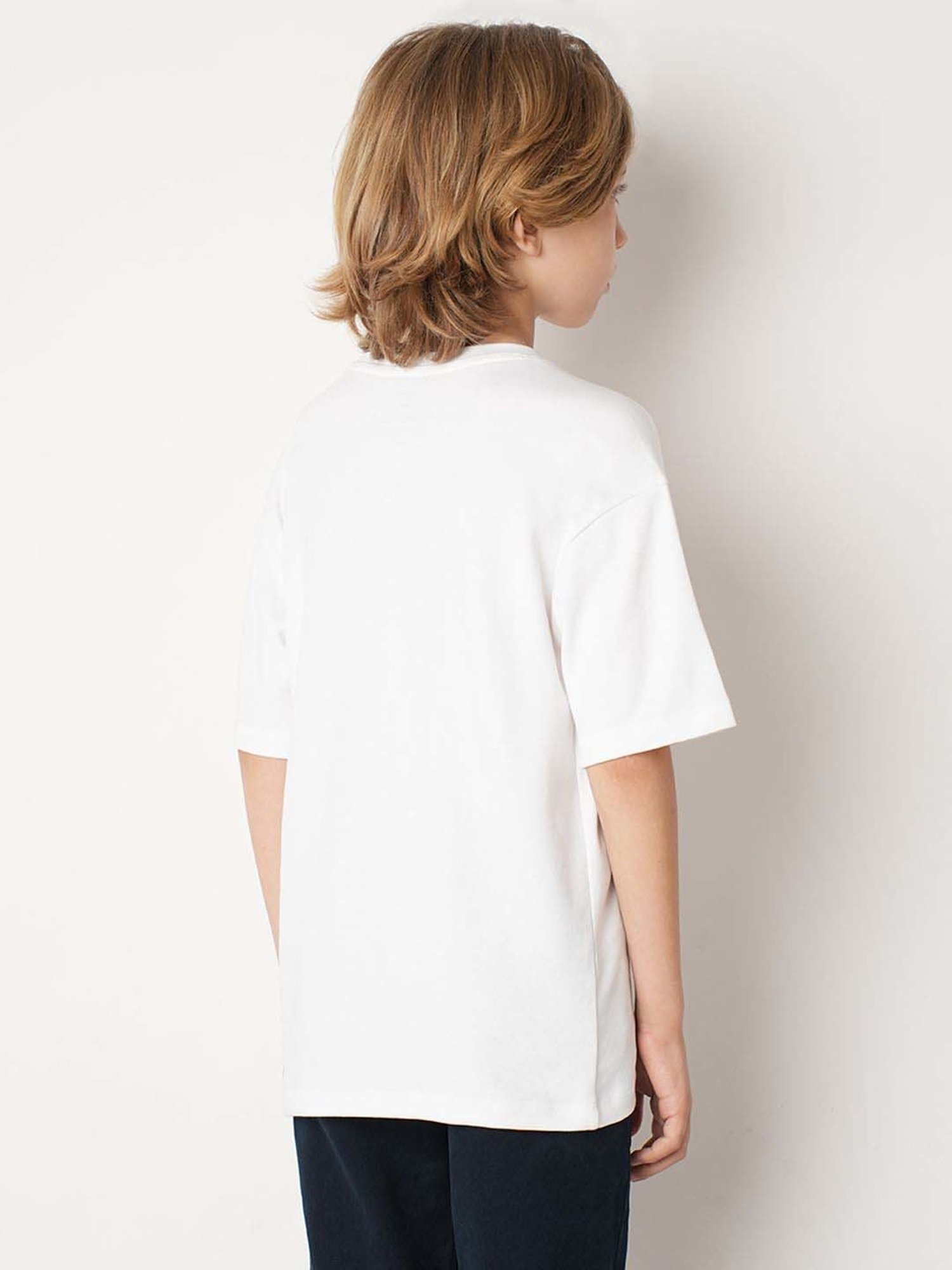 Jack & Jones Junior Boys Bright White Cotton Solid T-Shirt