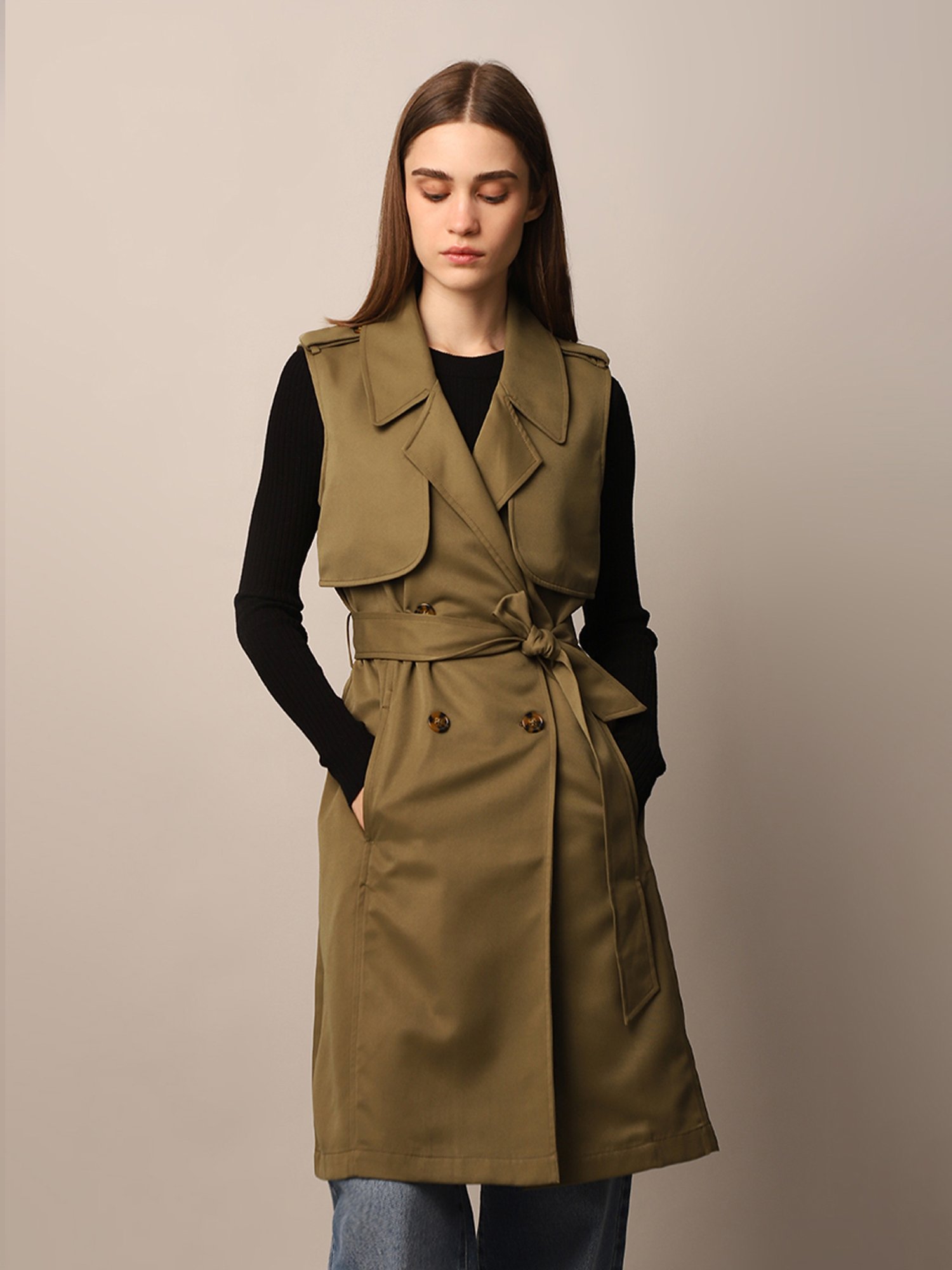 Only Olive Regular Fit Trench Coat