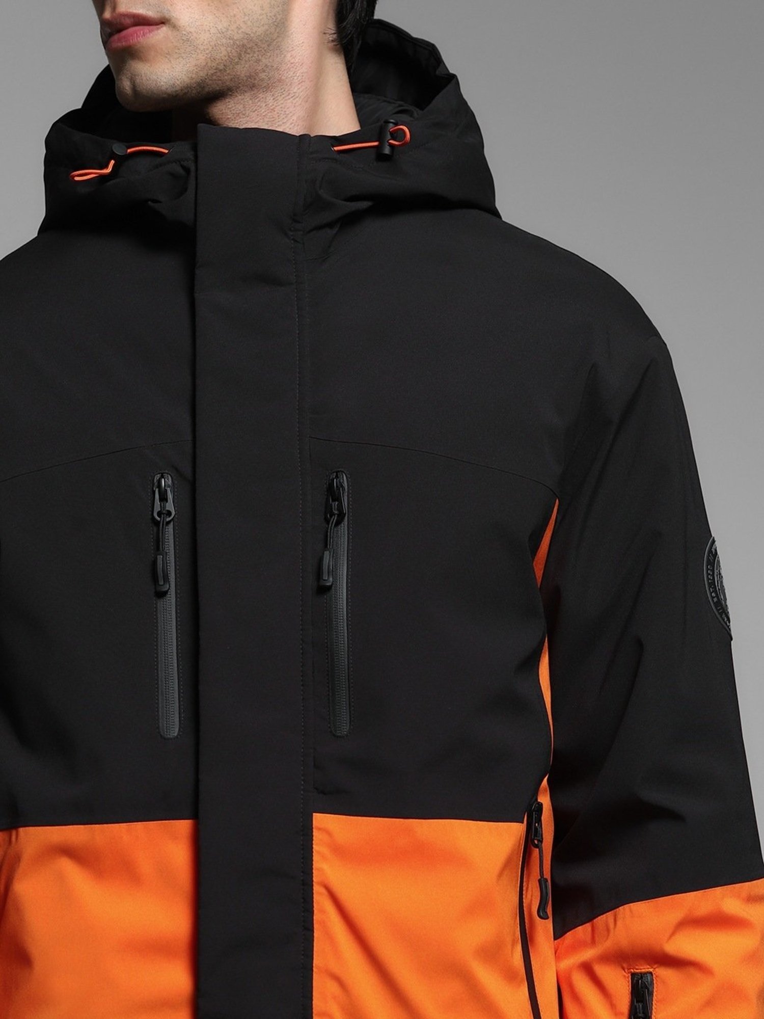 Jack & Jones Black Polyester Regular Fit Colorblock Jacket