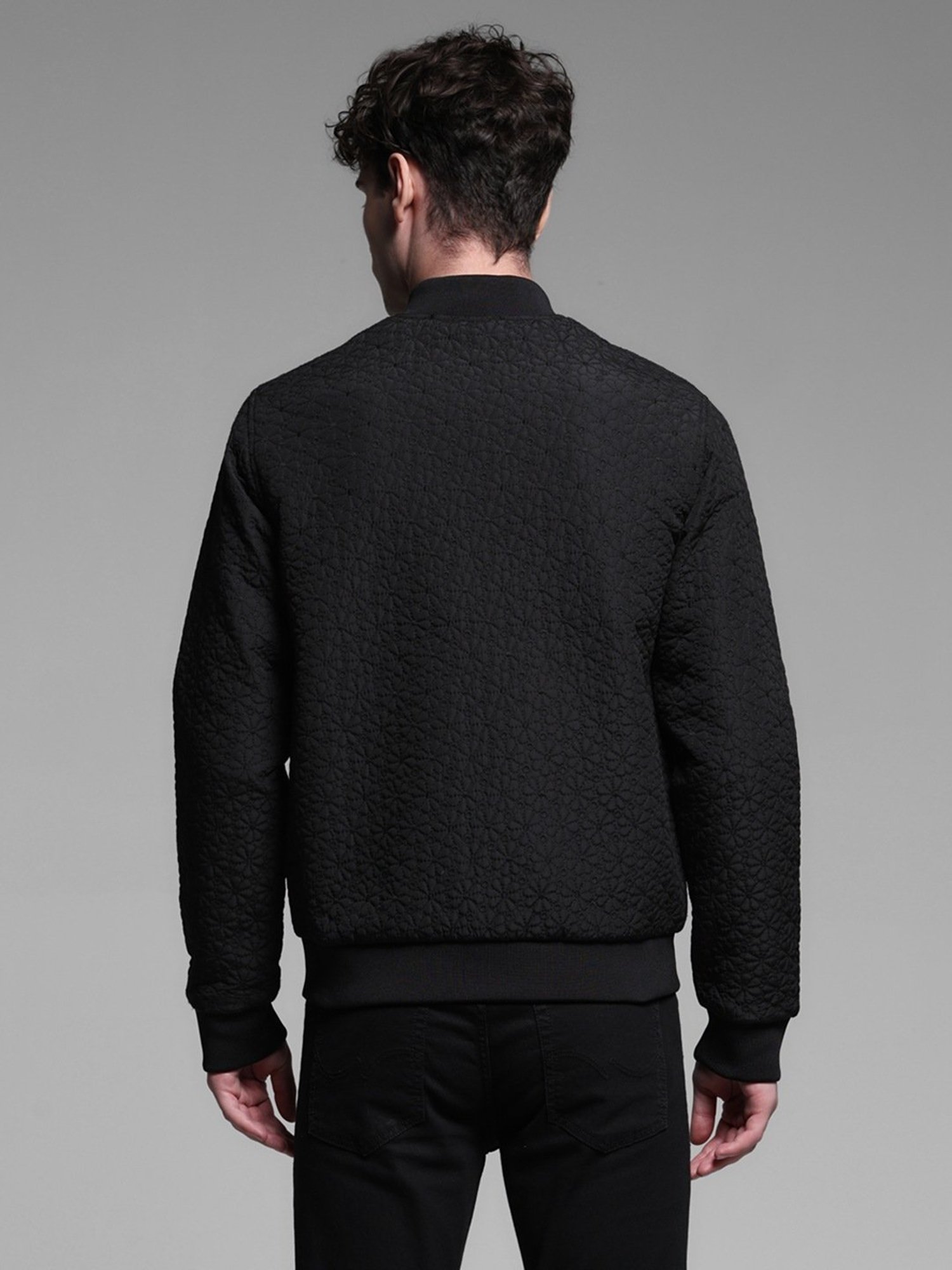 Jack & Jones Black Polyester Regular Fit Solid Jacket